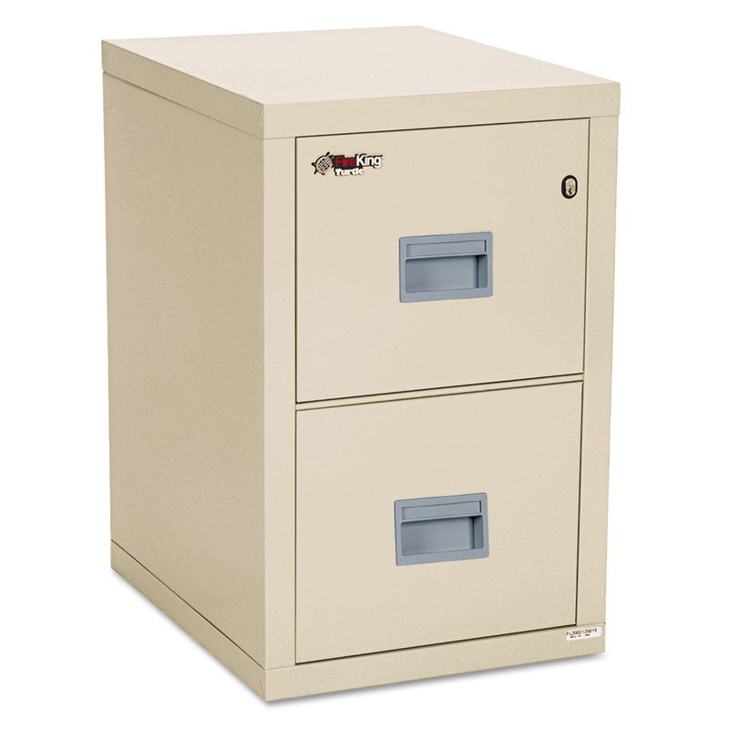 FireKing Compact Turtle Insulated Vertical File, 1-Hour Fire, 2 Legal/Letter File Drawers, Parchment, 17.75" x 22.13" x 27.75"