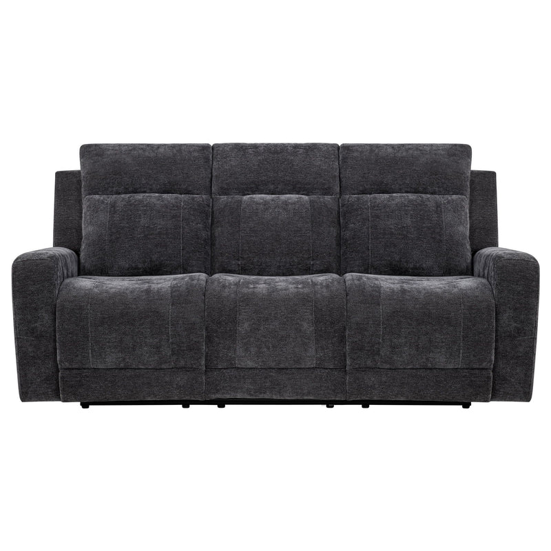 Kennett Chenille Upholstered Power Reclining Sofa Dark Grey