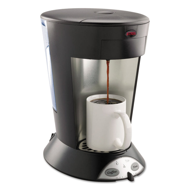 BUNN My Cafe Pourover Commercial Grade Coffee/Tea Pod Brewer, Stainless Steel, Black