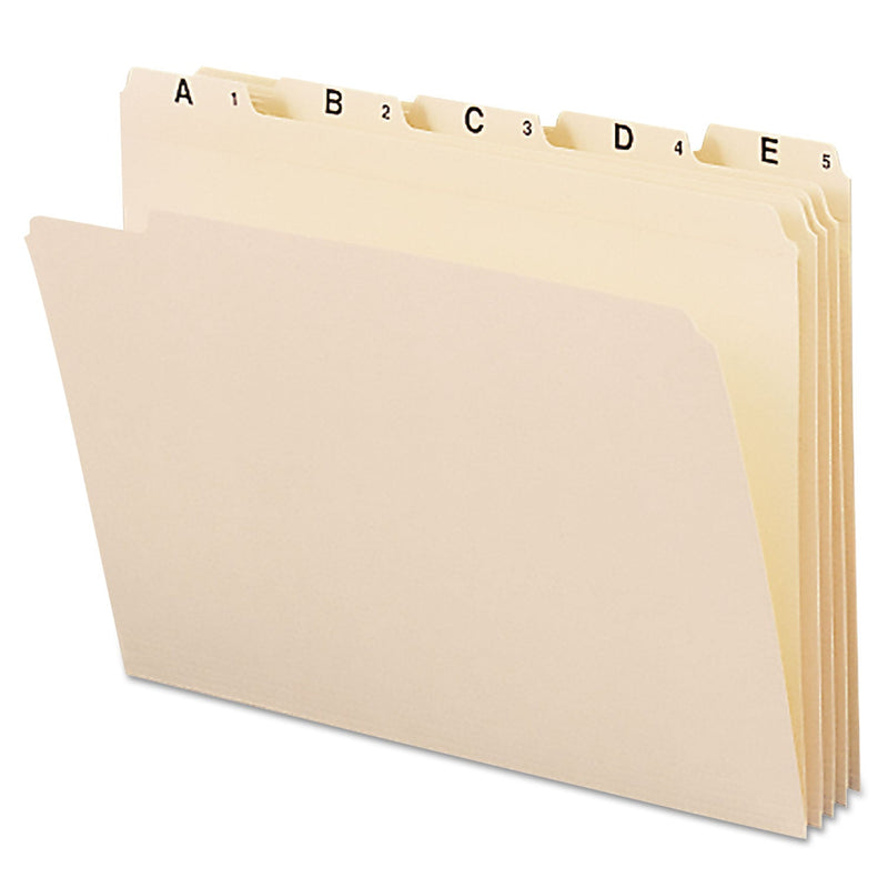Smead Indexed File Folder Sets, 1/5-Cut Prelabeled Tabs: A to Z, Letter Size, 0.75" Expansion, Manila, 25/Set