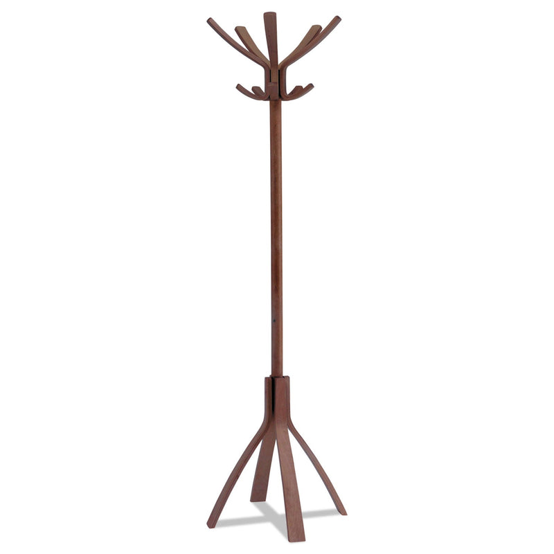Alba Cafe Wood Coat Stand, Ten Peg/Five Hook, 21.67w x 21.67d x 69.33h, Espresso Brown