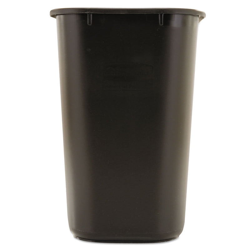 Rubbermaid Deskside Plastic Wastebasket, Rectangular, 7 gal, Black