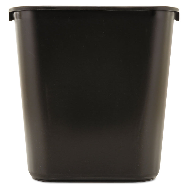 Rubbermaid Deskside Plastic Wastebasket, Rectangular, 7 gal, Black