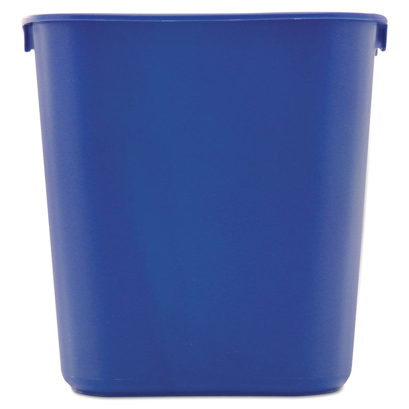 Rubbermaid Small Deskside Recycling Container, Rectangular, Plastic, 13.63 qt, Blue