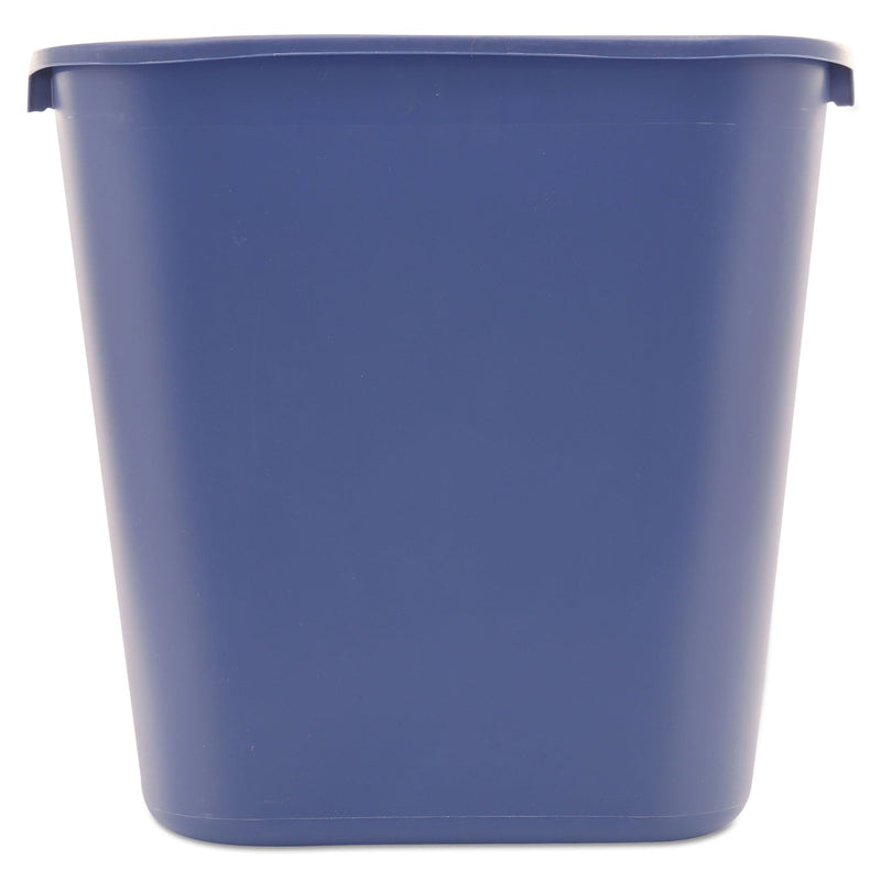 Rubbermaid Medium Deskside Recycling Container, Rectangular, Plastic, 28.13 qt, Blue