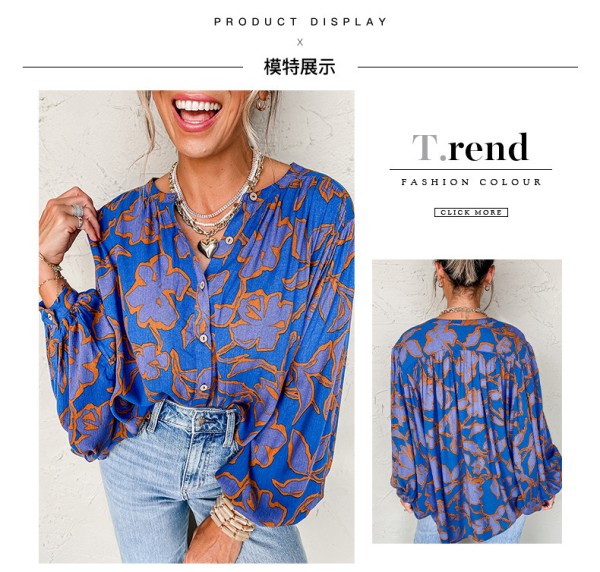Floral Print Batwing Sleeve Buttoned Fit Shirt