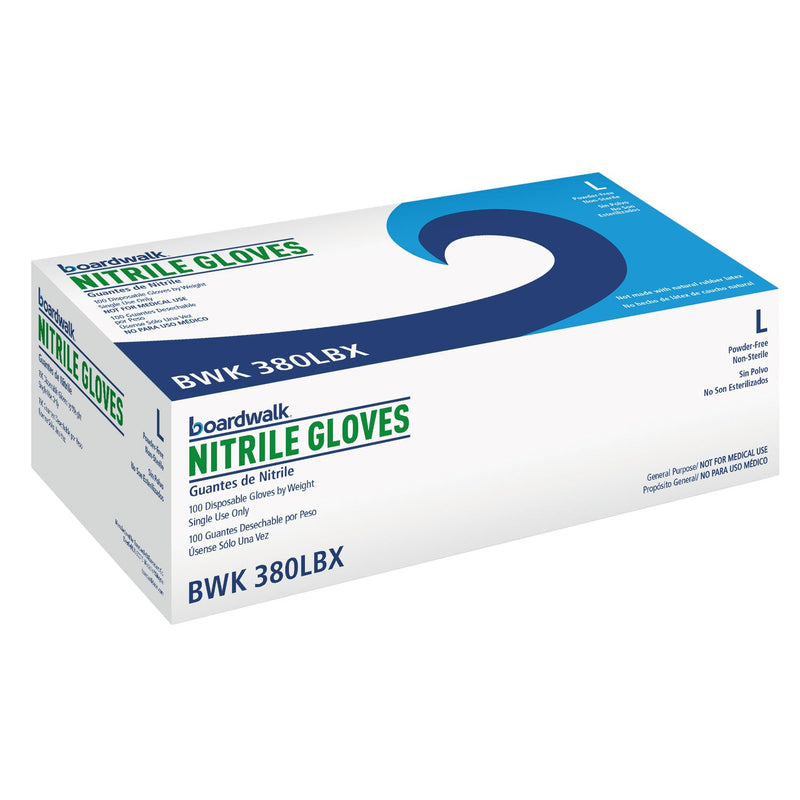 Boardwalk Disposable General-Purpose Nitrile Gloves, Large, Blue, 4 mil, 100/Box