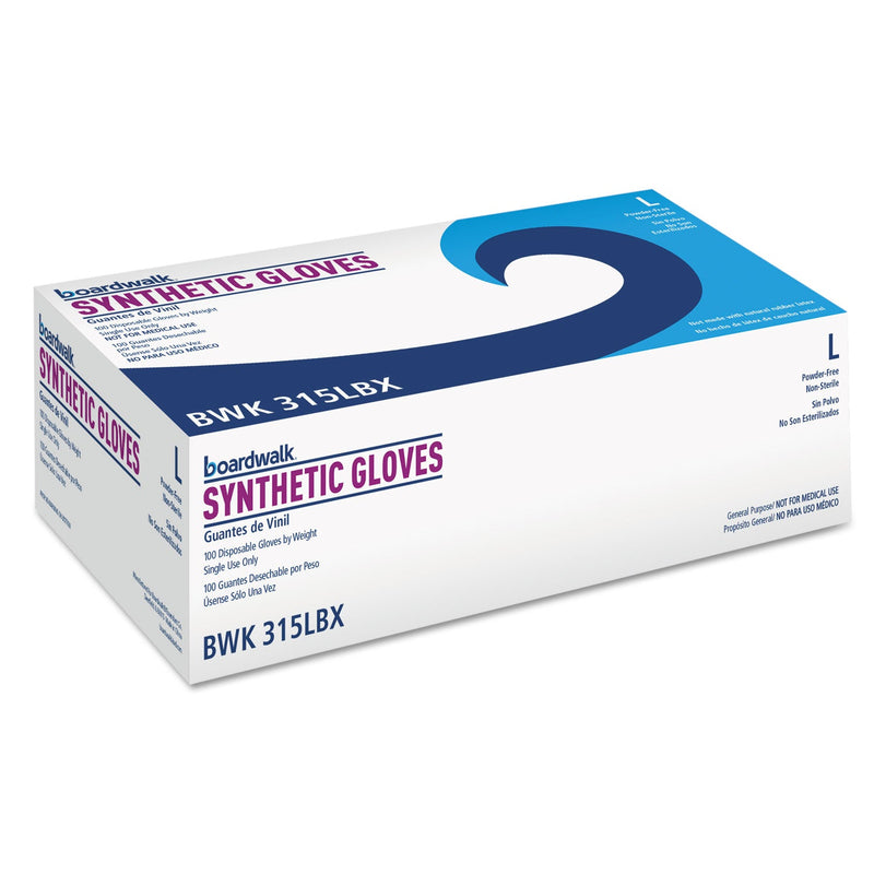 Boardwalk Powder-Free Synthetic Vinyl Gloves, Large, Cream, 4 mil, 1000/Carton