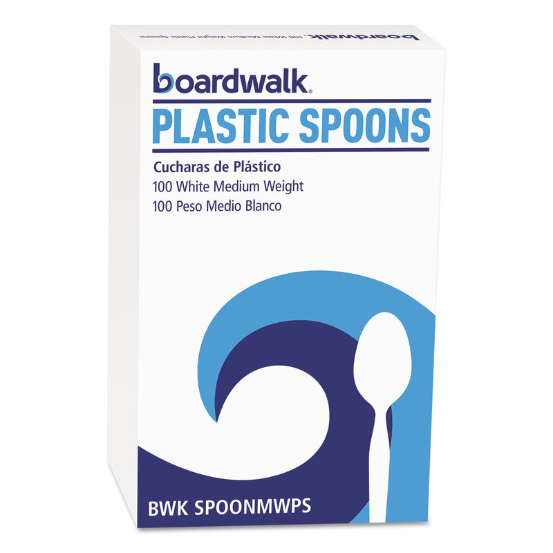 Boardwalk Mediumweight Polystyrene Cutlery, Teaspoon, White, 100/Box