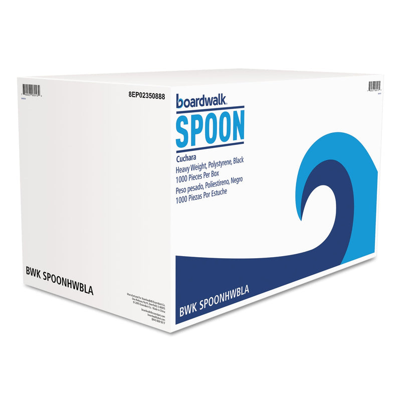 Boardwalk Heavyweight Polystyrene Cutlery, Teaspoon, Black, 1000/Carton
