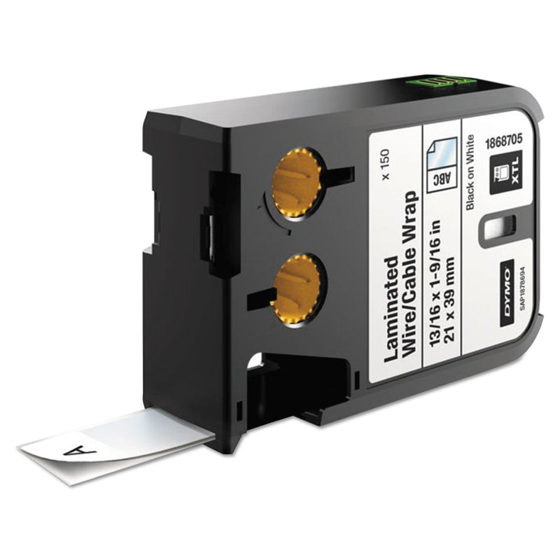 DYMO XTL Pre-Sized Labels, 0.81" x 1.56", White/Black Print, 150 Labels/Roll