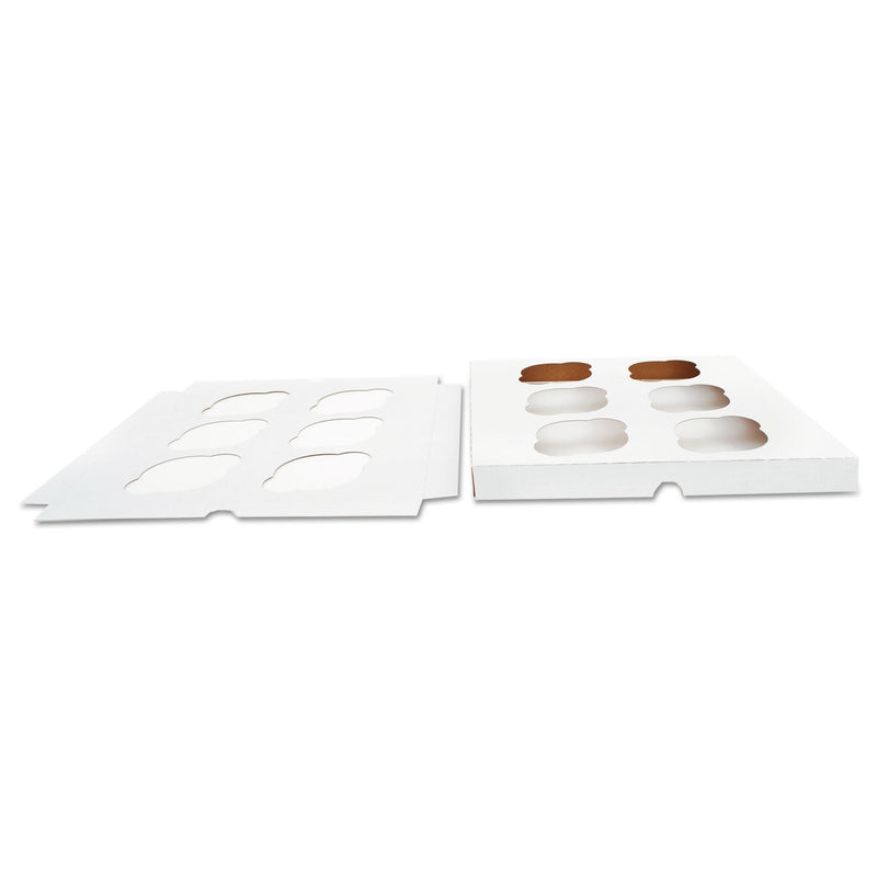 SCT Cupcake Holder Inserts, 6-Cupcake Holder, 9.88 x 9.88 x 0.88, White/Kraft, Paper, 200/Carton