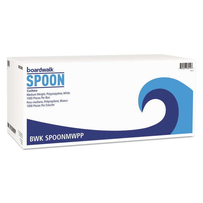 Boardwalk Mediumweight Polypropylene Cutlery, Teaspoon, White, 1000/Carton