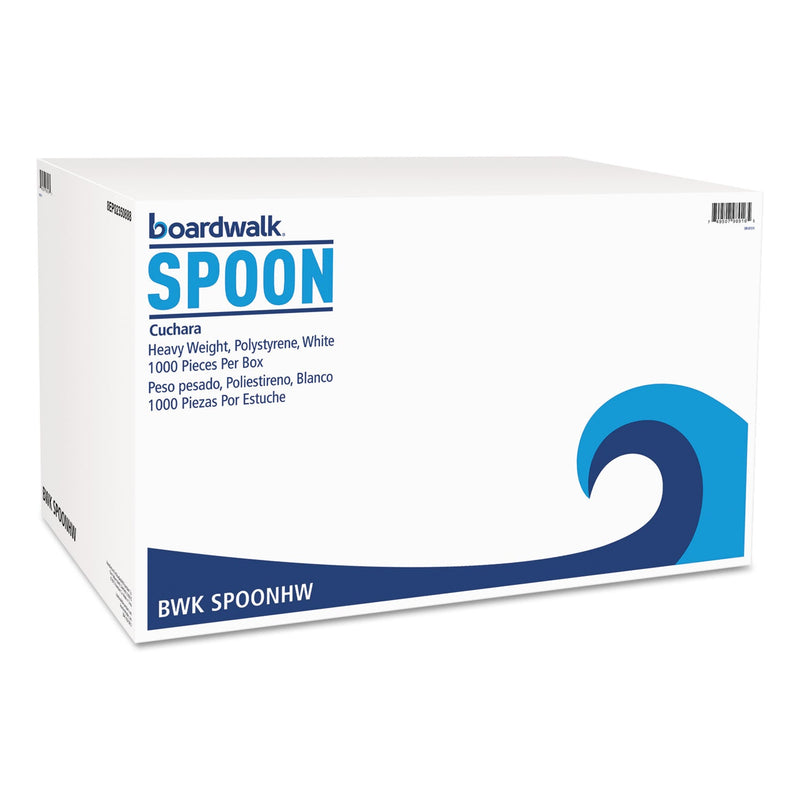 Boardwalk Heavyweight Polystyrene Cutlery, Teaspoon, White, 1000/Carton