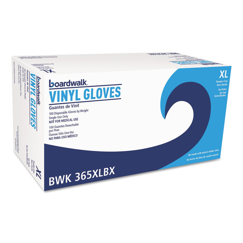 Boardwalk General Purpose Vinyl Gloves, Powder/Latex-Free, 2 3/5 mil, X-Large, Clear,100/BX
