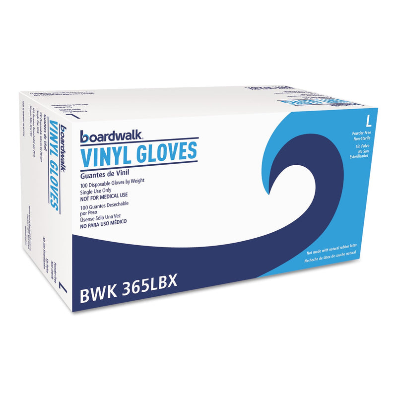 Boardwalk General Purpose Vinyl Gloves, Powder/Latex-Free, 2 3/5 mil, Large, Clear, 100/Box