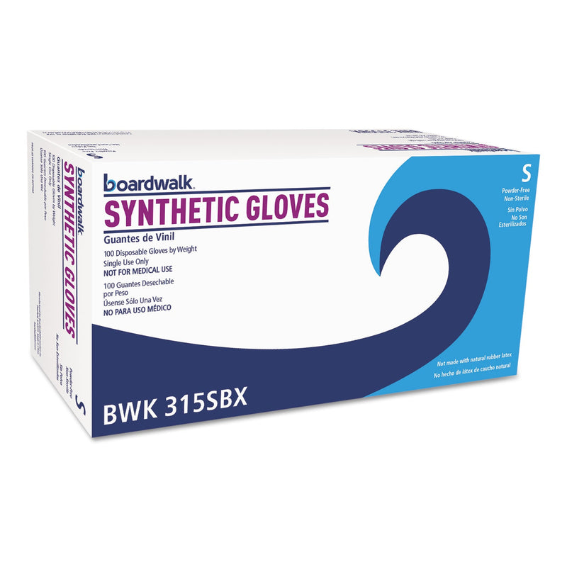 Boardwalk Powder-Free Synthetic Vinyl Gloves, Small, Cream, 4 mil, 1000/Carton