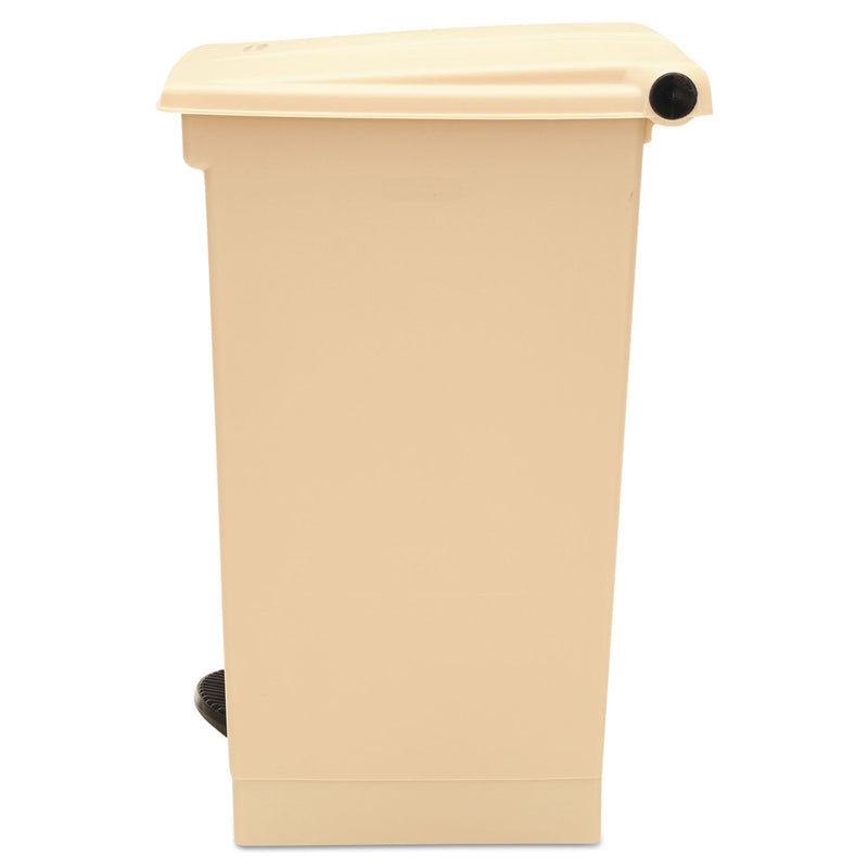 Rubbermaid Indoor Utility Step-On Waste Container, Square, Plastic, 12 gal, Beige