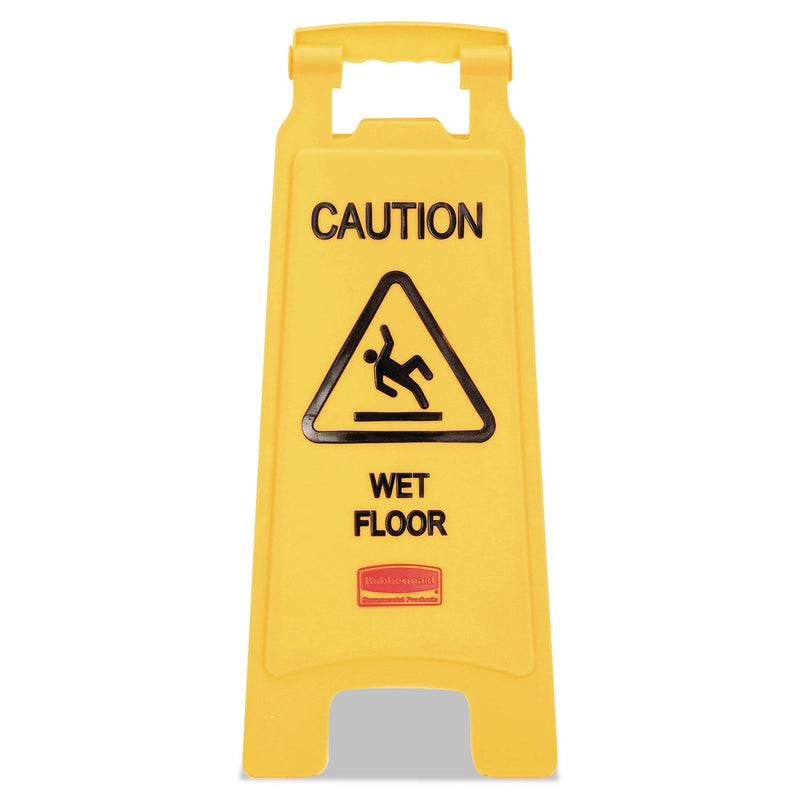 Rubbermaid Caution Wet Floor Sign, 11 x 12 x 25, Bright Yellow