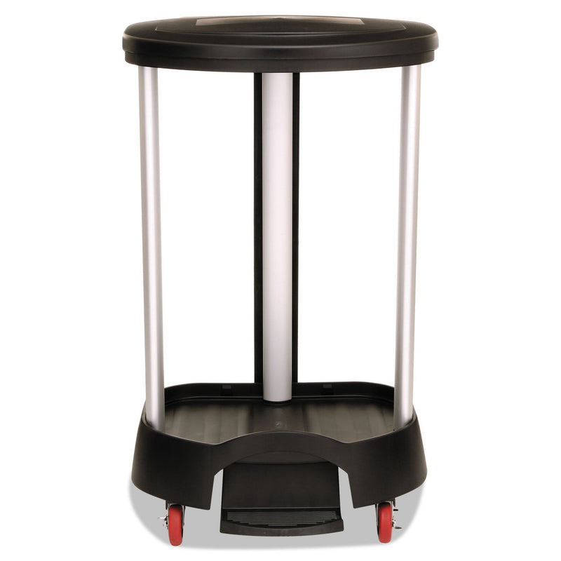 Rubbermaid Premium Step-On Linen Hamper, 30 gal, 20.38w x 22.25d x 37.88h, Aluminum/Plastic, Black