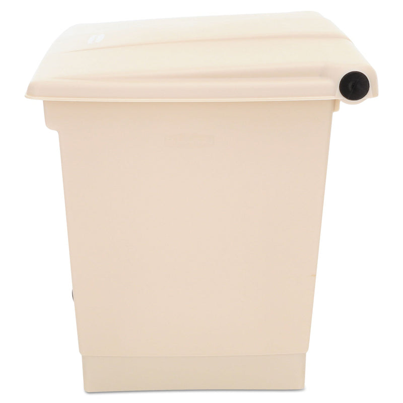 Rubbermaid Indoor Utility Step-On Waste Container, Square, Plastic, 8 gal, Beige