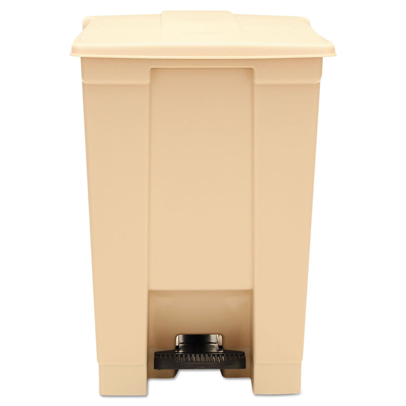 Rubbermaid Indoor Utility Step-On Waste Container, Square, Plastic, 12 gal, Beige