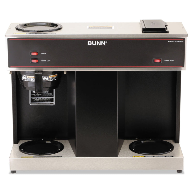 BUNN Pour-O-Matic Three-Burner Pour-Over Coffee Brewer, 12-Cup, Stainless Steel, Black