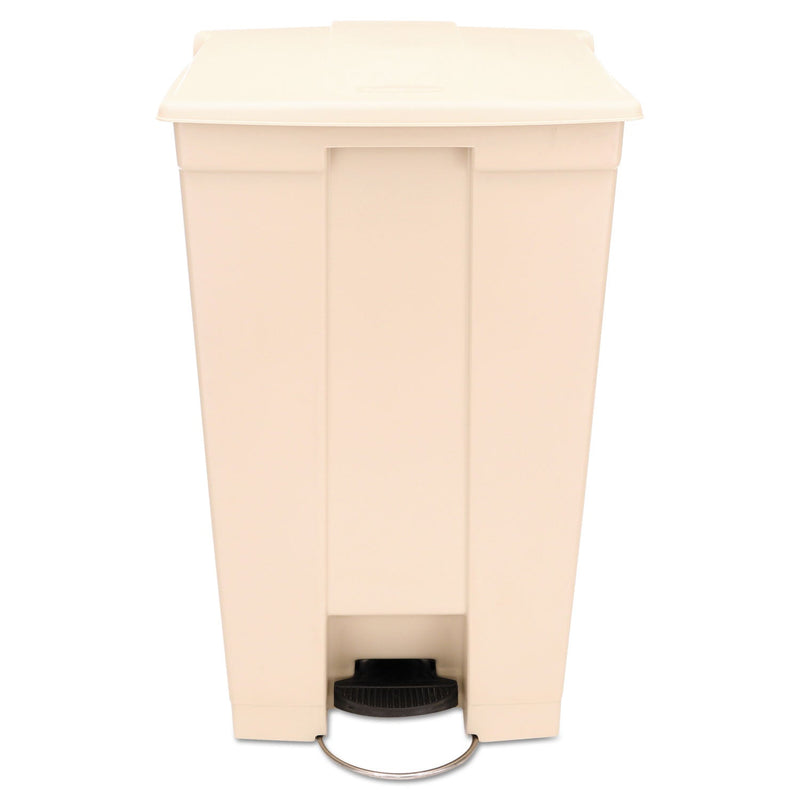 Rubbermaid Step-On Receptacle with Wheels, Rectangular, Polyethylene, 23 gal, Beige
