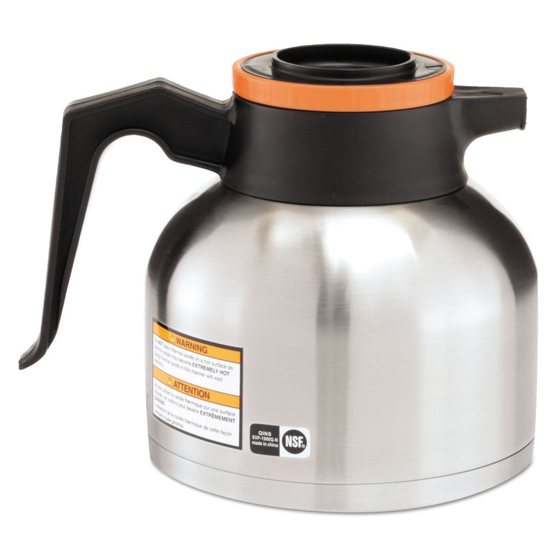 BUNN 1.9 Liter Thermal Carafe, Stainless Steel/Black/Orange (Decaf)