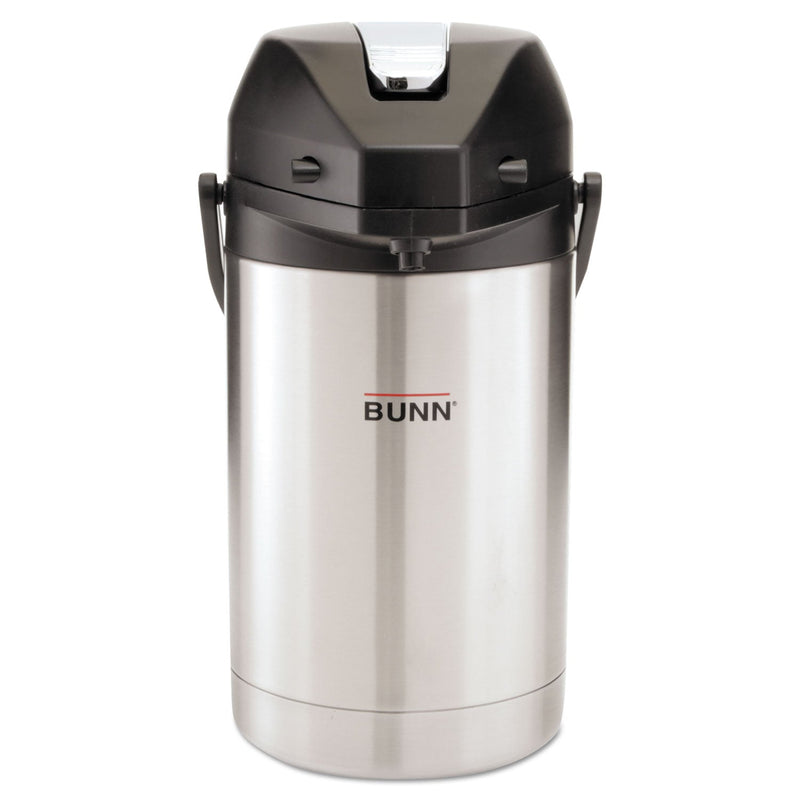 BUNN 2.5 Liter Lever Action Airpot, Stainless Steel/Black