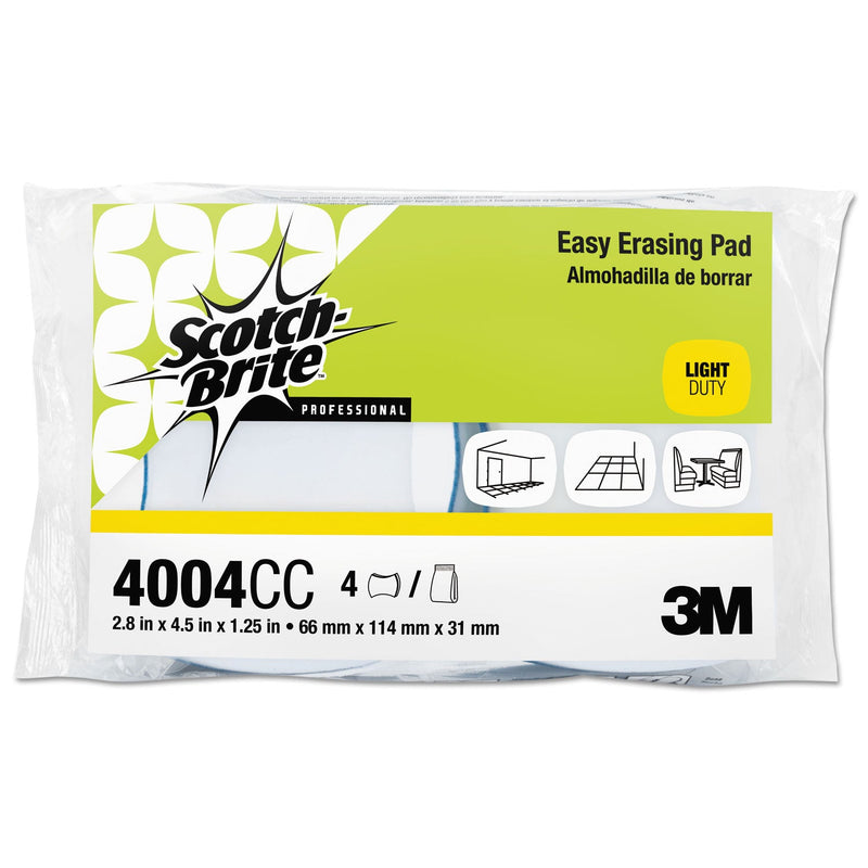 Scotch-Brite Easy Erasing Pad 4004, 2.8 x 4.5 x 1.2, Blue/White, 12/Carton