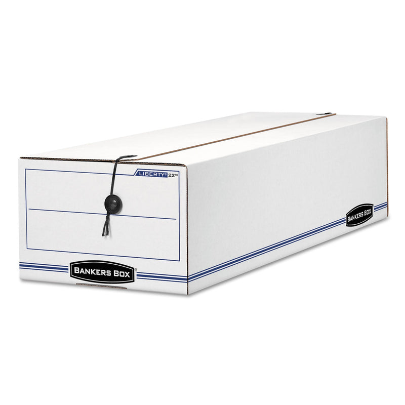 Bankers Box LIBERTY Check and Form Boxes, 9.75" x 23.75" x 6.25", White/Blue, 12/Carton