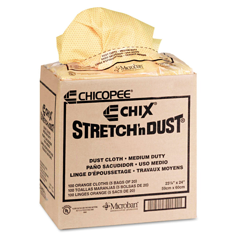 Chix Stretch 'n Dust Cloths, 23.25 x 24, Orange/Yellow, 20/Bag, 5 Bags/Carton