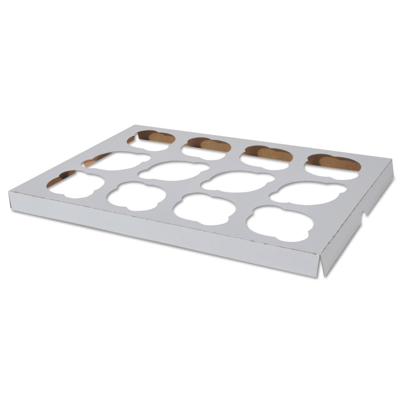 SCT Cupcake Holder Inserts, 12-Cupcake Holder, 9.88 x 13.88 x 0.88, White/Kraft, Paper, 200/Carton