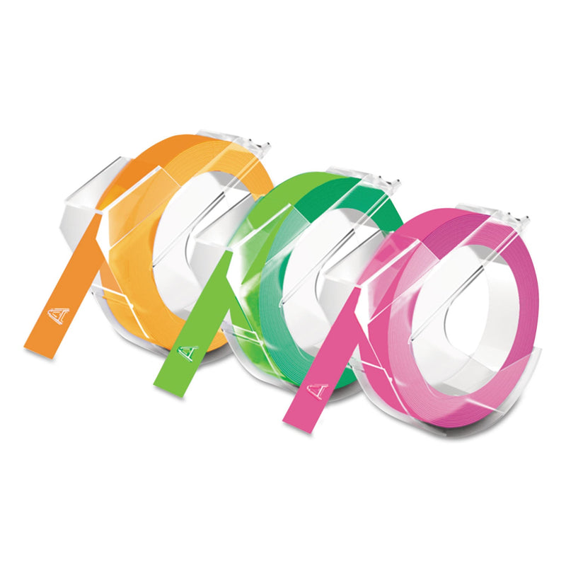 DYMO Self-Adhesive Glossy Labeling Tape for Embossers, 0.37" x 9.8 ft Roll, Asst, 3 Rolls/Pack