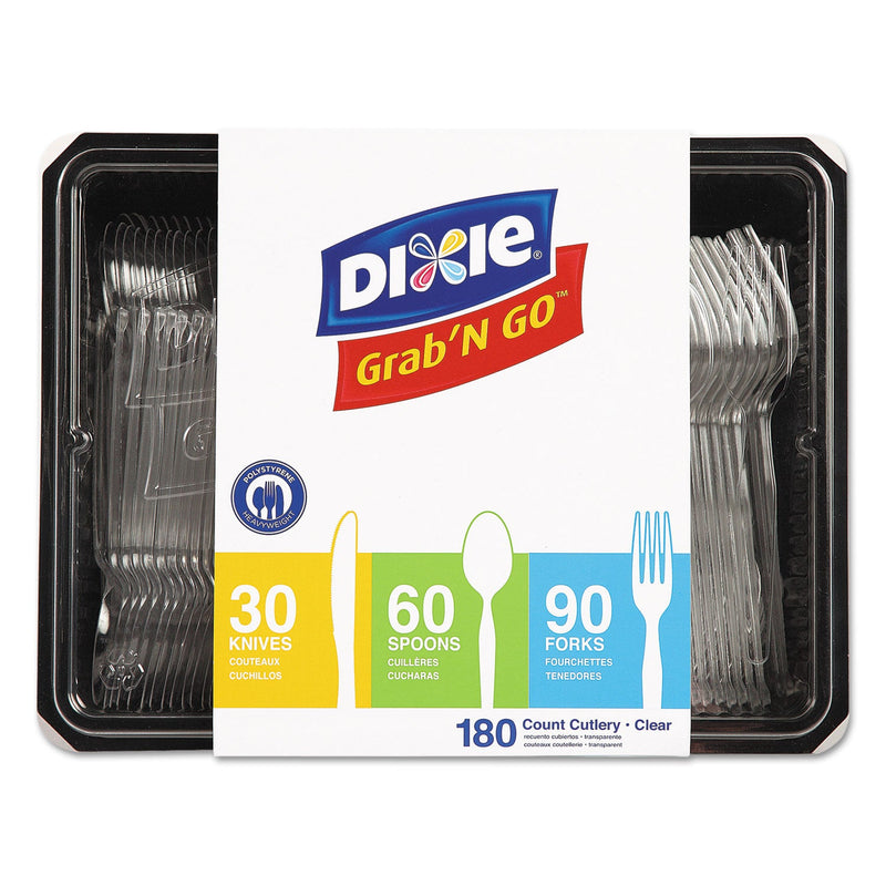 Dixie Heavyweight Polystyrene Cutlery, Clear, Knives/Spoons/Forks, 180/Pack, 10 Packs/Carton