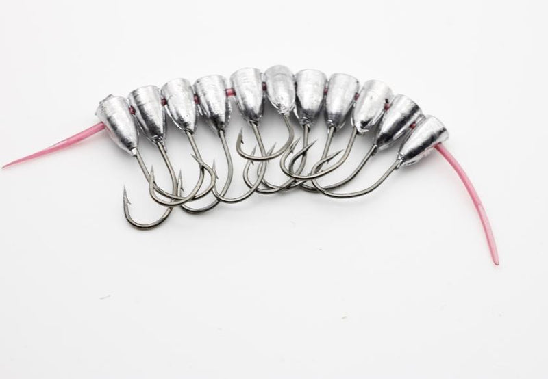 Rompin 10pcs/bag overturned hook lead fishing hooks