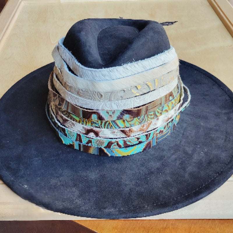 **Gold Aztec Embossed Leather Hat Band Only 951y