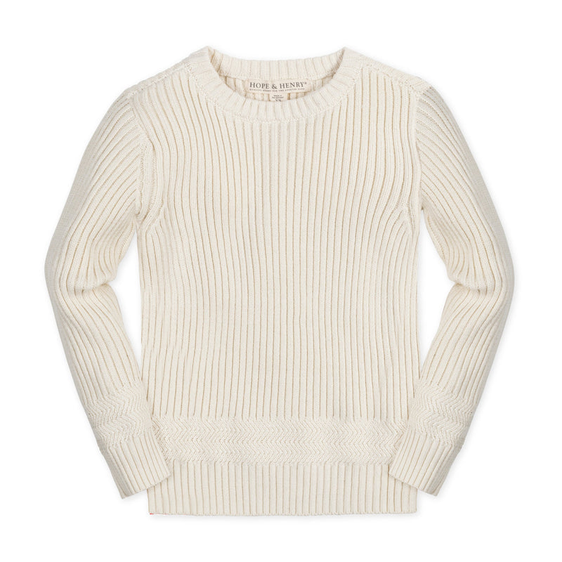 Organic Herringbone Detail Crew Neck Sweater - Baby