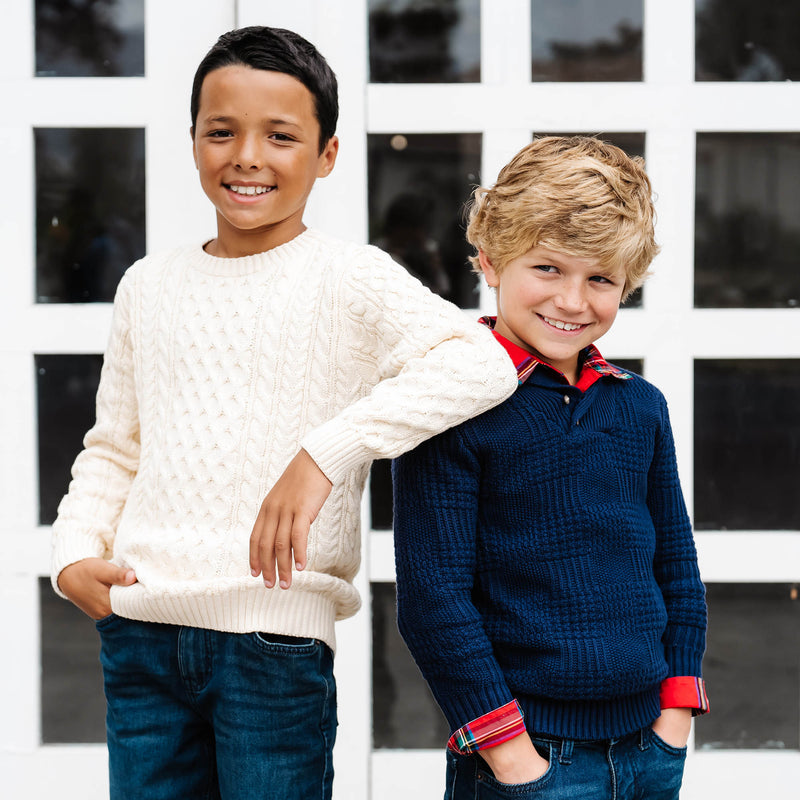 Organic Textured Shawl Collar Sweater - Baby