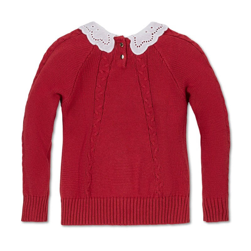 Organic Eyelet Collar Cable Sweater - Baby