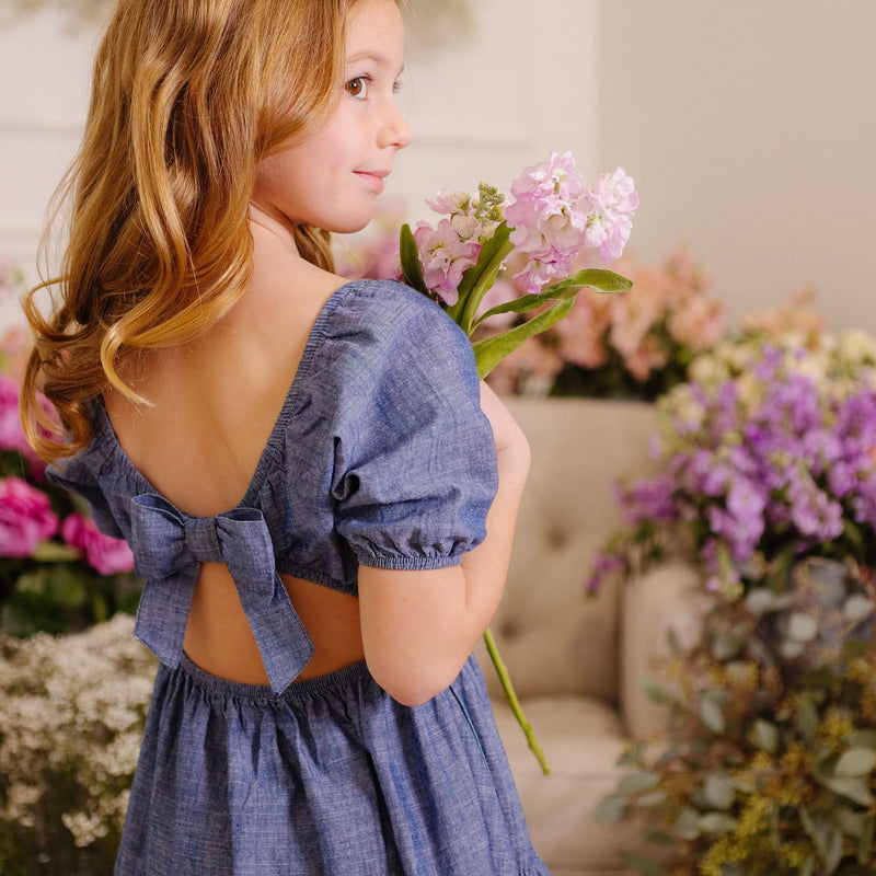 Crochet Trim Organic Chambray Dress