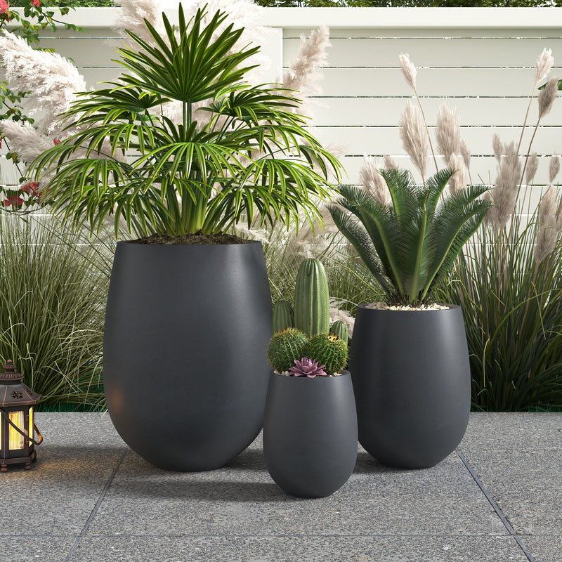 Lightweight Round MGO Outdoor Planter Set - 3 Sizes