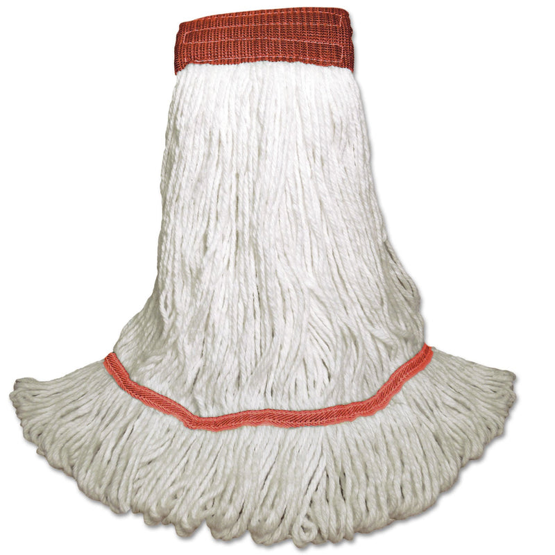 Boardwalk Saddleback Loop-End Wet Mop Heads, Large, White, Rayon, 12/Carton