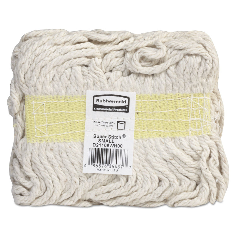 Rubbermaid Super Stitch Blend Mop, Cotton/Synthetic, Small, White, 6/Carton