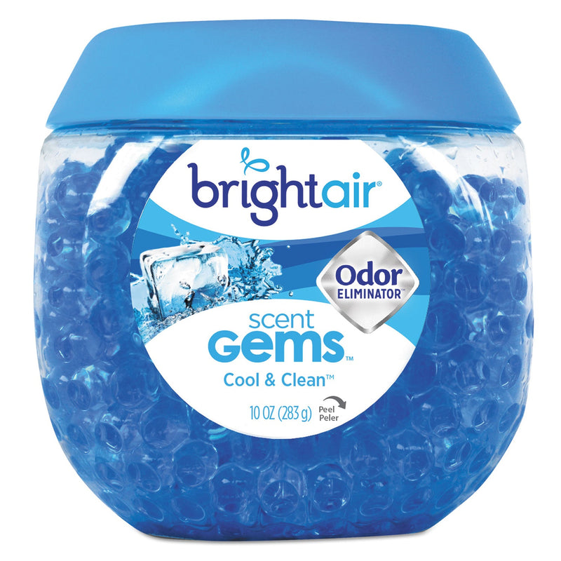 BRIGHT Air Scent Gems Odor Eliminator, Cool and Clean, Blue, 10 oz Jar, 6/Carton