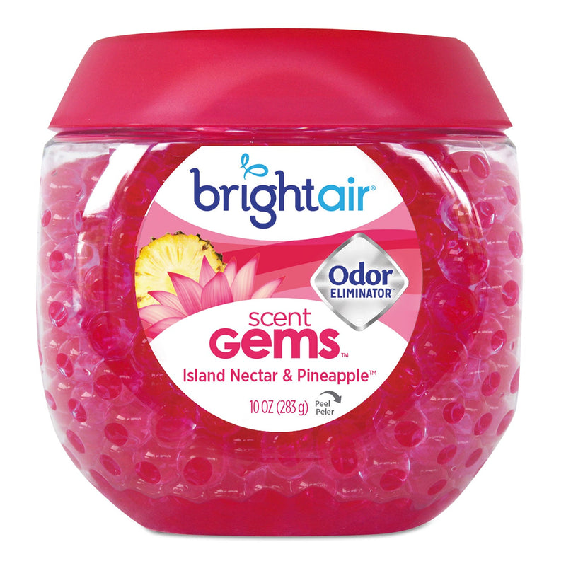 BRIGHT Air Scent Gems Odor Eliminator, Island Nectar and Pineapple, Pink, 10 oz Jar