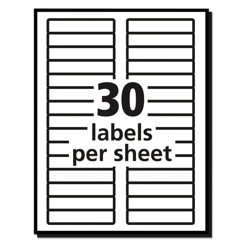 Avery Permanent TrueBlock File Folder Labels with Sure Feed Technology, 0.66 x 3.44, White, 30/Sheet, 50 Sheets/Box