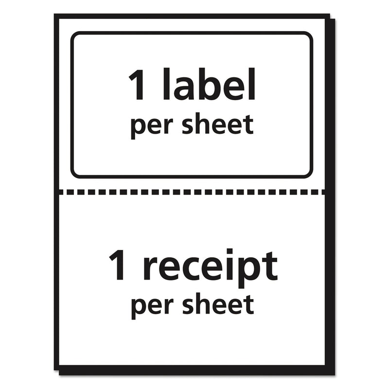 Avery Shipping Labels with Paper Receipt and TrueBlock Technology, Inkjet/Laser Printers, 5.06 x 7.63, White, 50/Pack