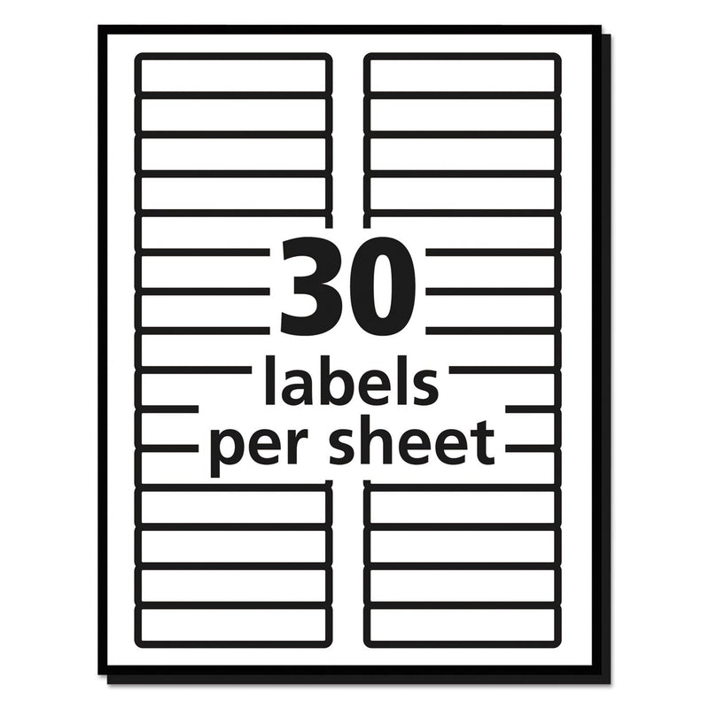 Avery Permanent TrueBlock File Folder Labels with Sure Feed Technology, 0.66 x 3.44, White, 30/Sheet, 50 Sheets/Box